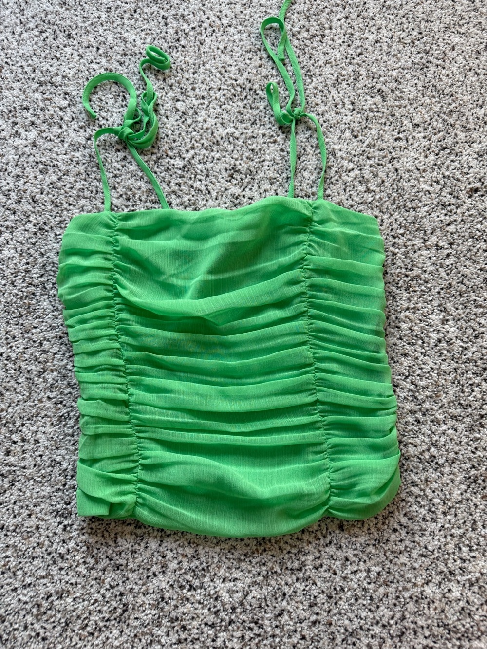 Wayf Bright Green Ruched Tie-Shoulder Camisole